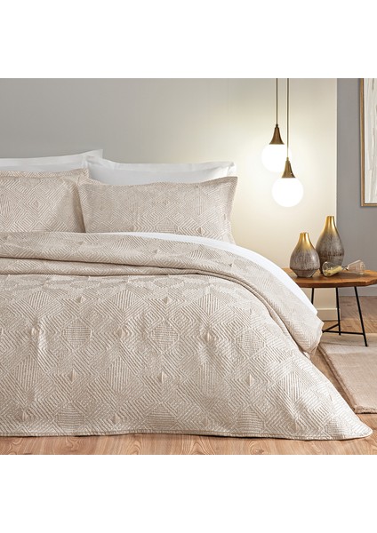 Shay Tek Kişilik Yatak Örtüsü Seti - Bej