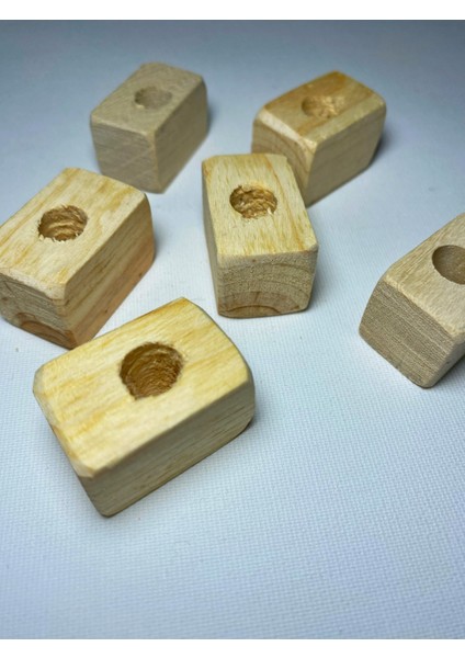 Delikli 20MM x 24MM Delik Çapı 9,50MM Dir 6 Adet Ahşap Yuvarlak Papağan Oyuncak Tamir Parçası