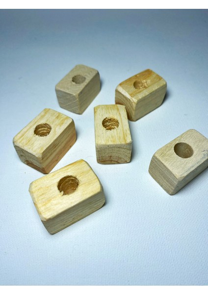 Delikli 20MM x 24MM Delik Çapı 9,50MM Dir 6 Adet Ahşap Yuvarlak Papağan Oyuncak Tamir Parçası