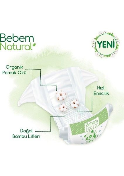 Bebem Natural Bebek Bezi 6 Beden Ekstra Large Avantajlı Paket 80 Adet