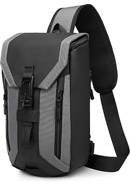 9334 Outdoor USB Şarj Portlu Crossbody Göğüs Çantası Koyu Gri