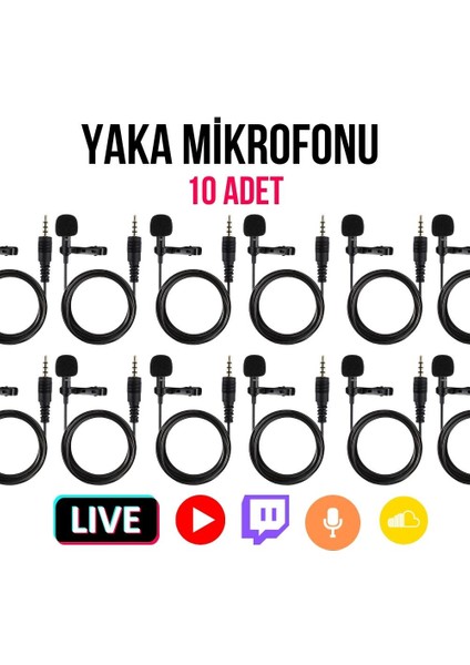 (10LU Set) Polygold Tiktok Yaka Mikrofonu