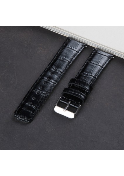 Samsung Galaxy Watch 4 / 5 / 6 44MM / 40MM / Galaxy Watch 5 Pro 45MM / Galaxy Watch 4 44MM / 40MM / Galaxy Watch 4 Classic 46MM / 42MM 47MM Active 2 40MM / 44MM Uyumlu Croco Deri Kordon Siyah indirimleri