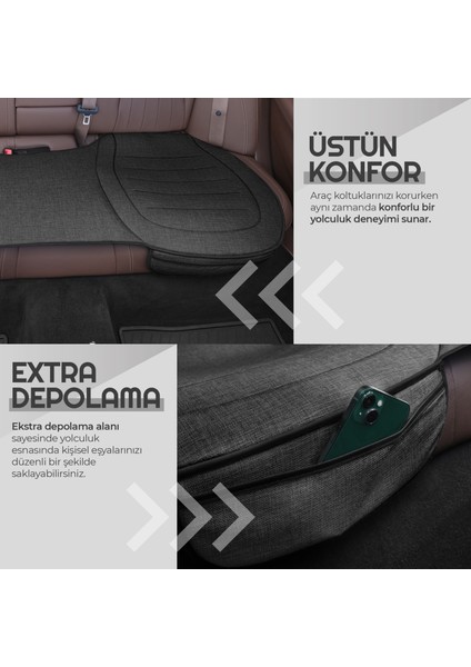 Premium Koruyucu Arka Koltuk Minderi Yüksek Kalite Keten Isofix Uyumlu Ekstra Cepli fırsatları