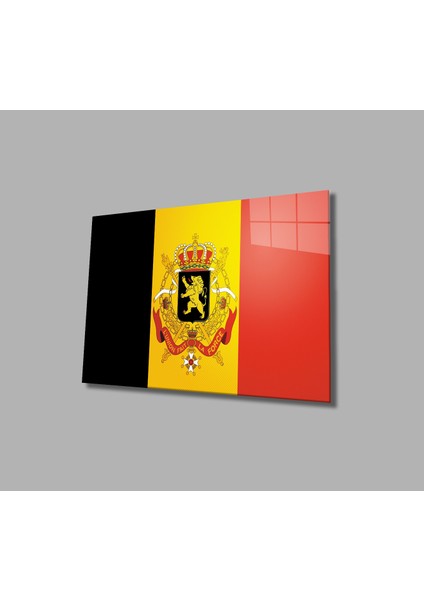 Belçika Bayrağı Cam Tablo Belgium Flag