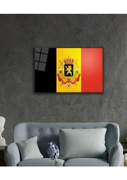 Belçika Bayrağı Cam Tablo Belgium Flag