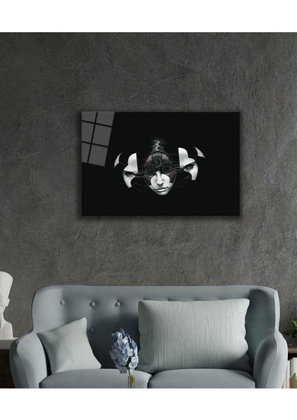 Robot Kadın Yüzü Gelecek Cam Tablo