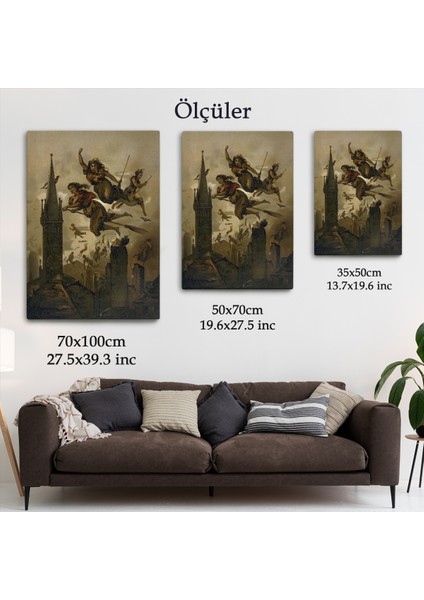 Kasabanın Üzerinde Uçan Çadılar Tablosu, Witches HALLOWEEN-6358
