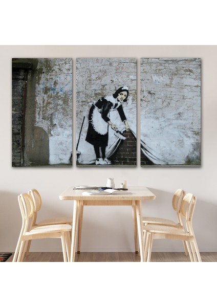 Banksy'nin Londra Sokaklarını Süpüren Temizlikçi Kadın Kanvas TABLOSU-5004 modelleri