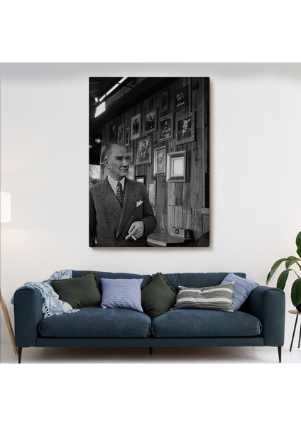 Atatürk Portre Tablosu Mustafa Kemal Atatürk Dikdörtgen Dekoratif Kanvas TABLO-FK-135