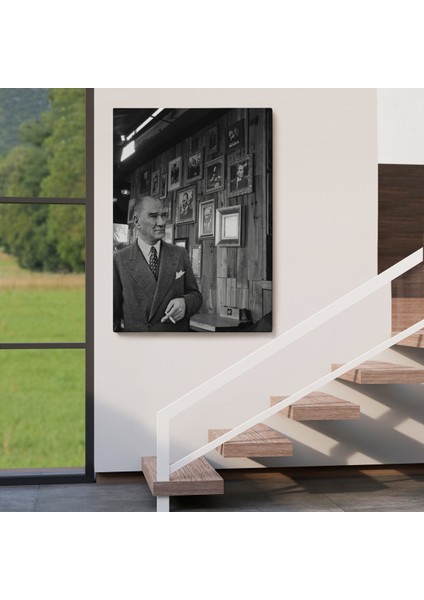 Atatürk Portre Tablosu Mustafa Kemal Atatürk Dikdörtgen Dekoratif Kanvas TABLO-FK-135