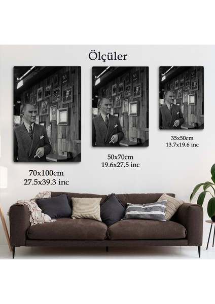 Atatürk Portre Tablosu Mustafa Kemal Atatürk Dikdörtgen Dekoratif Kanvas TABLO-FK-135