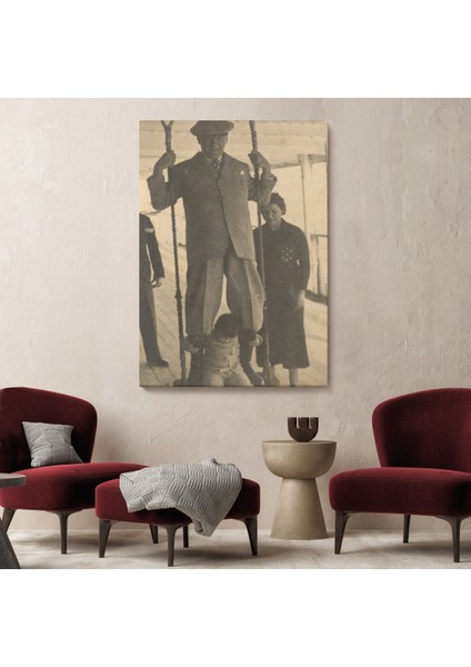 Atatürk Portre Tablosu Mustafa Kemal Atatürk Dikdörtgen Dekoratif Kanvas TABLO-FO-138