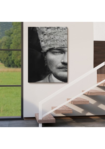 Atatürk Portre Tablosu Mustafa Kemal Atatürk Dikdörtgen Dekoratif Kanvas TABLO-FP-140