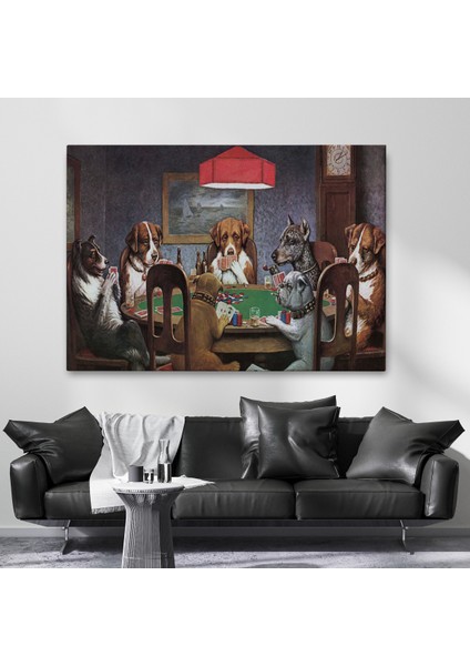 Cassius Marcellus Coolidge - Poker Oynayan Köpekler Eseri Kanvas TABLO-5170