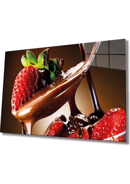 Çilek ve Çikolata Cam Tablo Chocolate And Strawberry