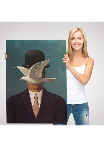 Rene Magritte Melon Şapkalı Adam Sürreal Duvar TABLOSU-6210