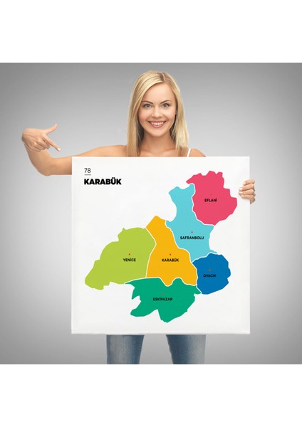 Karabük Ili ve Ilçeler Haritası Dekoratif Kanvas Tablo 1373 modelleri