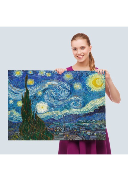 Vincent Van Gogh, Yıldızlı Gece Kanvas TABLOSU-5165