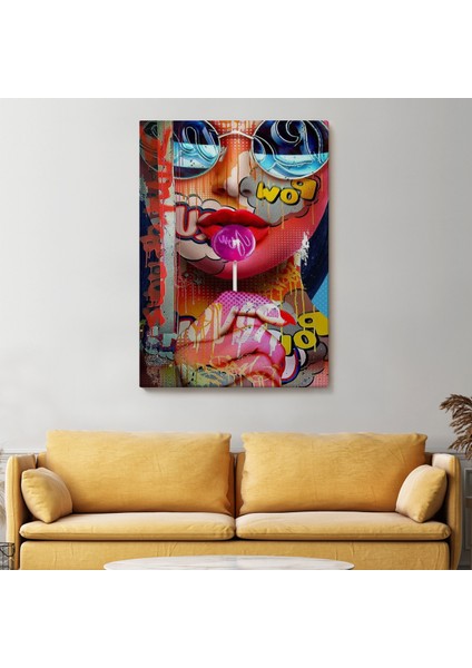 Pop Art Sokak Sanatı Renkli Kadın Dekoratif Duvar TABLOSU-6107