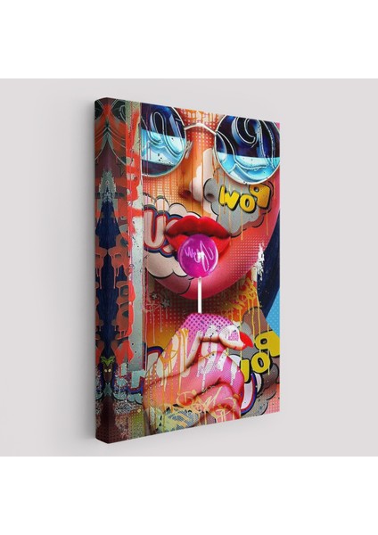Pop Art Sokak Sanatı Renkli Kadın Dekoratif Duvar TABLOSU-6107