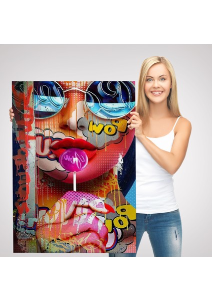 Pop Art Sokak Sanatı Renkli Kadın Dekoratif Duvar TABLOSU-6107
