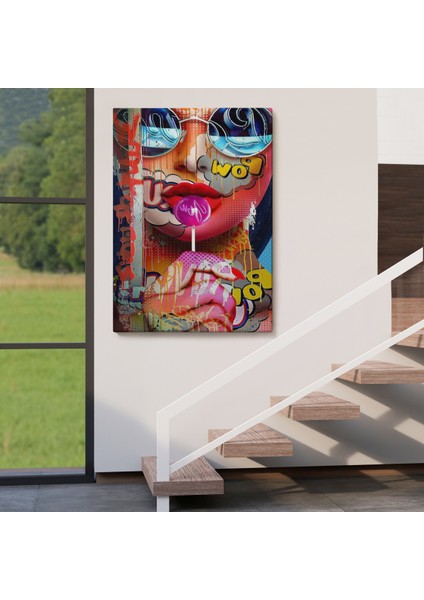 Pop Art Sokak Sanatı Renkli Kadın Dekoratif Duvar TABLOSU-6107