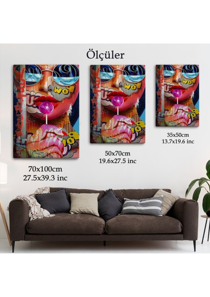 Pop Art Sokak Sanatı Renkli Kadın Dekoratif Duvar TABLOSU-6107