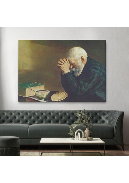 Eric Enstrom Grace Adam Ekmek Üzerinde Dua Ediyor Kanvas TABLO-5393