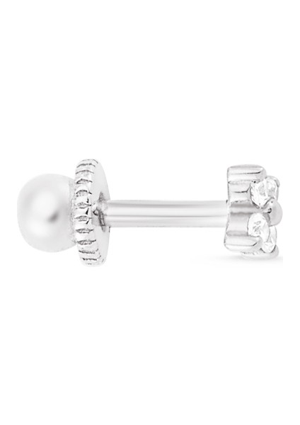 Beyaz Altın Dört Taş Helix Piercing