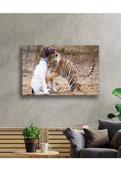 Köpek ve Aslan Cam Tablo