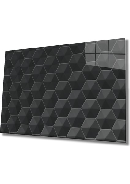 Siyah Geometrik Mimari Cam Tablo