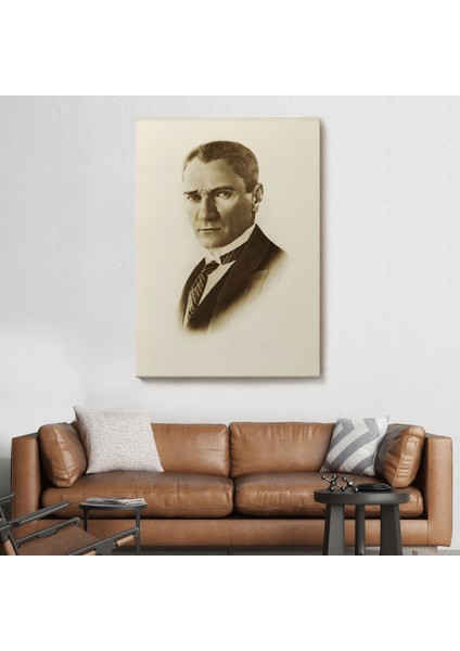 Atatürk Portre Tablosu Mustafa Kemal Atatürk Dikdörtgen Dekoratif Kanvas Tablo-Cı-59
