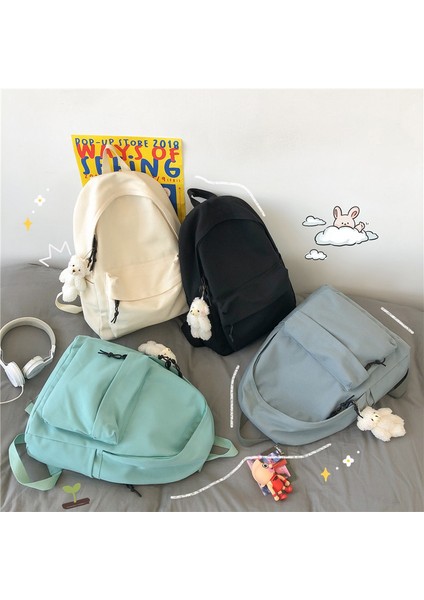 Yeni Moda Sırt Çantası Ins Tuval Sırt Çantası Kadın Yeni Kore Kampüs Ortaokul Lise Öğrencisi Katı Renk Kız Okul Çantası (Yurt Dışından) modelleri