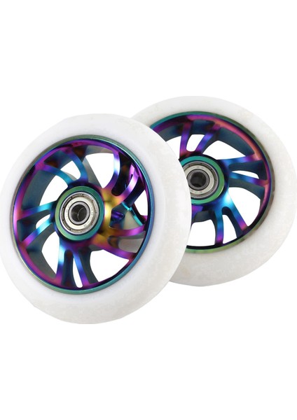 2 Adet 110MM Scooter Tekerlekleri Yedek Alüminyum Aşınmaya Dayanıklı Pu Akrobasi Scooter Parçaları Itme Skuter Aksesuarları (Yurt Dışından)