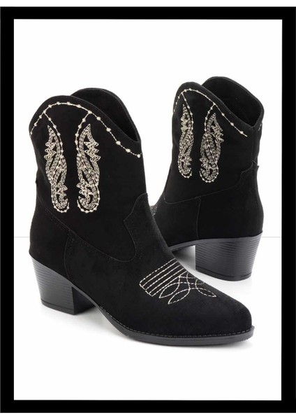 Siyah Süet Kadın Bot & Bootie K02217100902