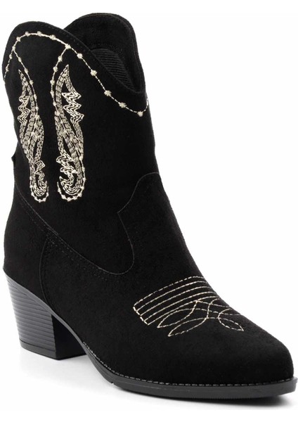 Siyah Süet Kadın Bot & Bootie K02217100902
