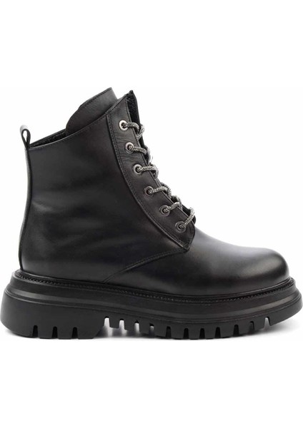 Siyah Hakiki Deri Kadın Bot & Bootie K02531206903