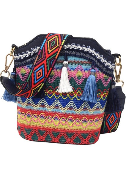 Ulusal Stil Kanvas Kova Çantası Kızlar Alışveriş Seyahati Için Koyu Mavi (Yurt Dışından) fiyatları