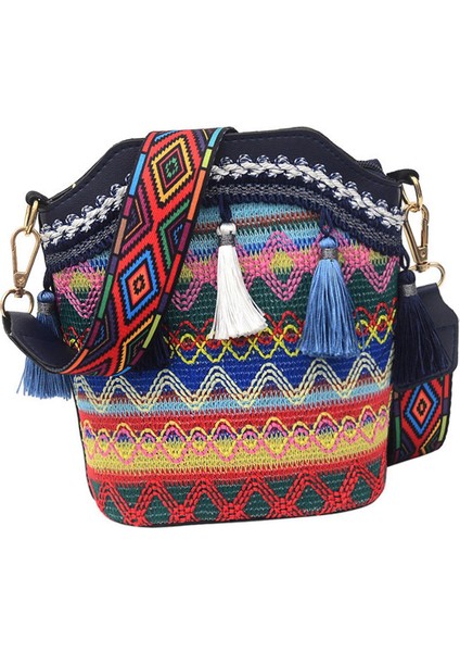 Ulusal Stil Kanvas Kova Çantası Kızlar Alışveriş Seyahati Için Koyu Mavi (Yurt Dışından) modelleri