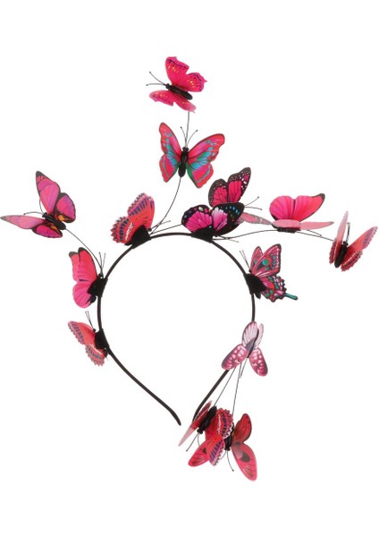Kadın Kızlar Gelin Kelebekler Saç Bandı Headdress Düğün Parti Süsleme Gül Kırmızı (Yurt Dışından) fiyatları