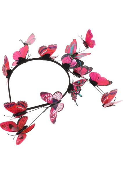 Kadın Kızlar Gelin Kelebekler Saç Bandı Headdress Düğün Parti Süsleme Gül Kırmızı (Yurt Dışından) fırsatları