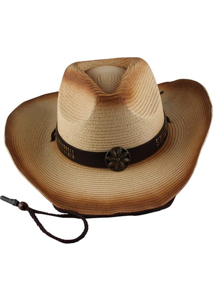 Kadın Erkek Batı Inek Erkek Şapka Geniş Kenarlı Panama Cowgirl Şapka Seyahat Bej Için (Yurt Dışından) fiyatları