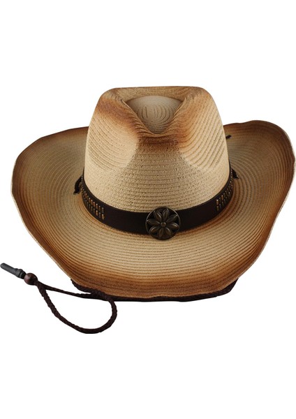 Kadın Erkek Batı Inek Erkek Şapka Geniş Kenarlı Panama Cowgirl Şapka Seyahat Bej Için (Yurt Dışından) fırsatları