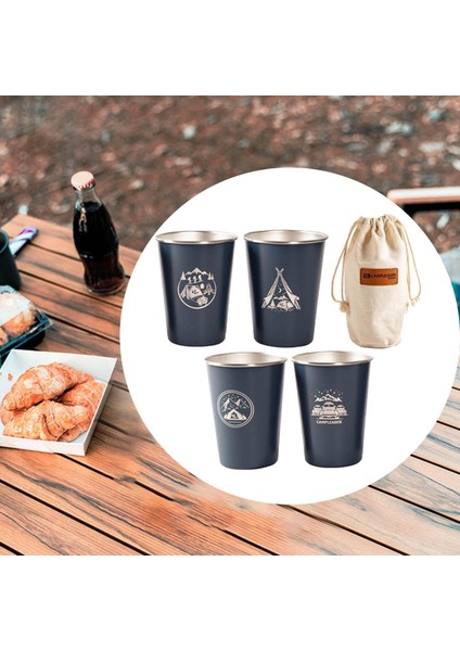 4pcs Paslanmaz Çelik Fincan, Kapalı Dış Mekan Için Taşıma Çantası ile Set Fincan (Yurt Dışından) fırsatları
