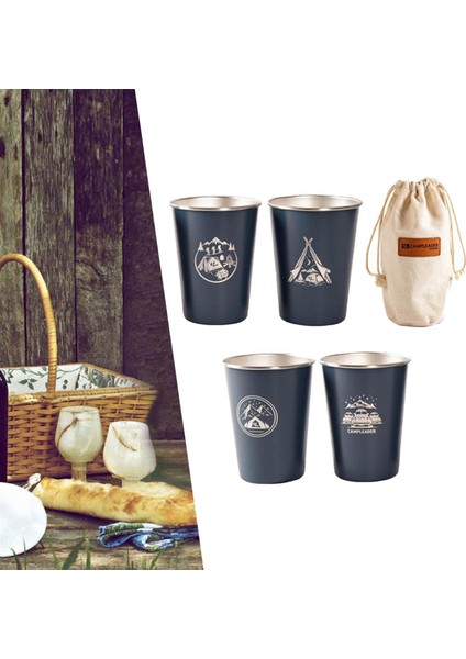 4pcs Paslanmaz Çelik Fincan, Kapalı Dış Mekan Için Taşıma Çantası ile Set Fincan (Yurt Dışından) indirimleri