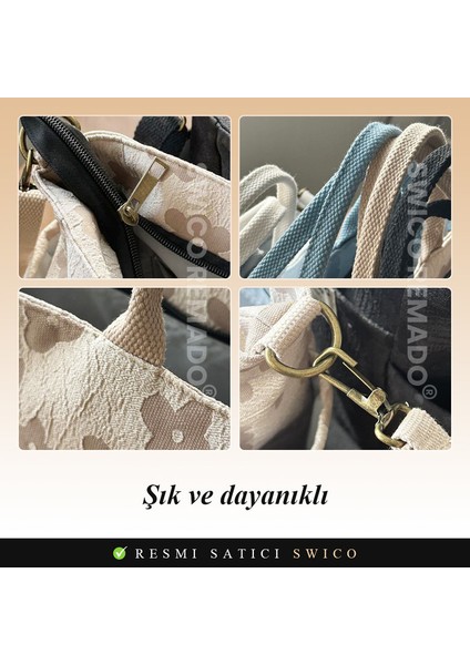Kadınlar Için Büyük Kapasiteli Çiçek Baskılı Omuz Çantası Tote Çanta (Yurt Dışından)