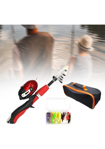 Çocuklar Için Seyahat Çocuk Olta Kamışı Olta ve Makara Kombinasyonu Kırmızı (Yurt Dışından) modelleri