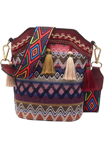 Thai Hobo Çanta Omuz Çantası Çanta Hippie Boho Çanta, Kırmızı (Yurt Dışından)