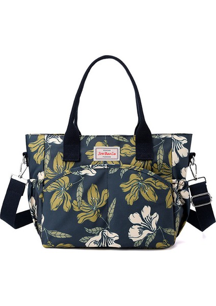 Kadınlar Için Büyük Kapasiteli Çiçek Baskılı Omuz Çantası Tote Çanta (Yurt Dışından)